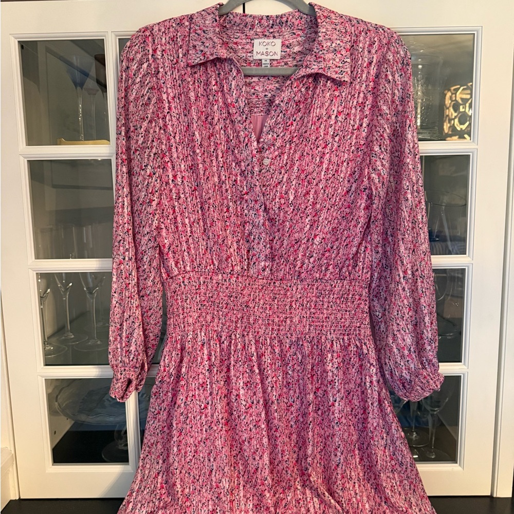 Mason Pink Smocked Fit and Flare Dress